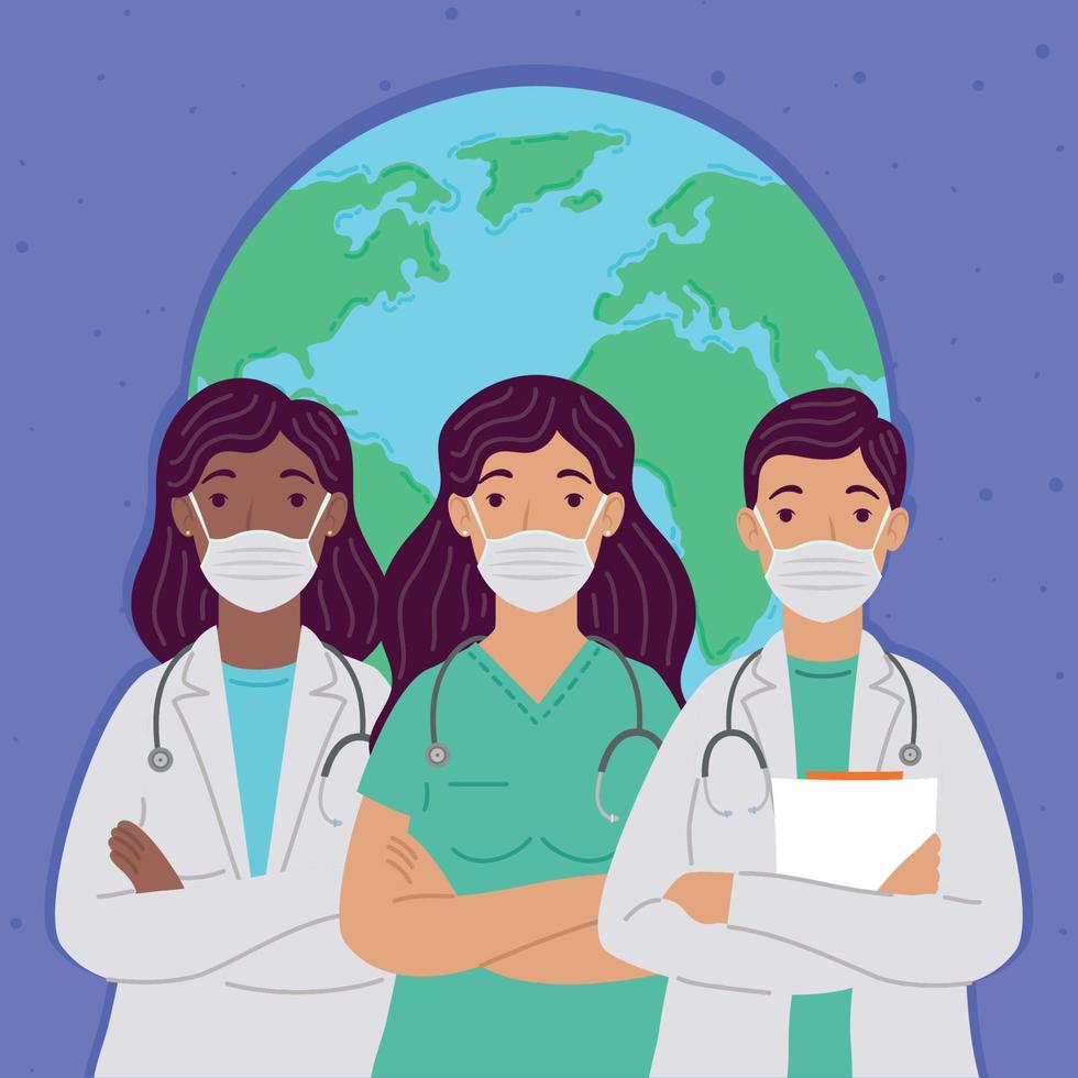 doctors and planet earth vector