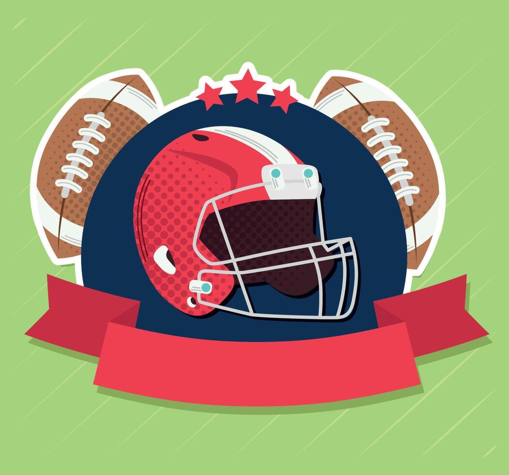 casco de fútbol americano y globos vector