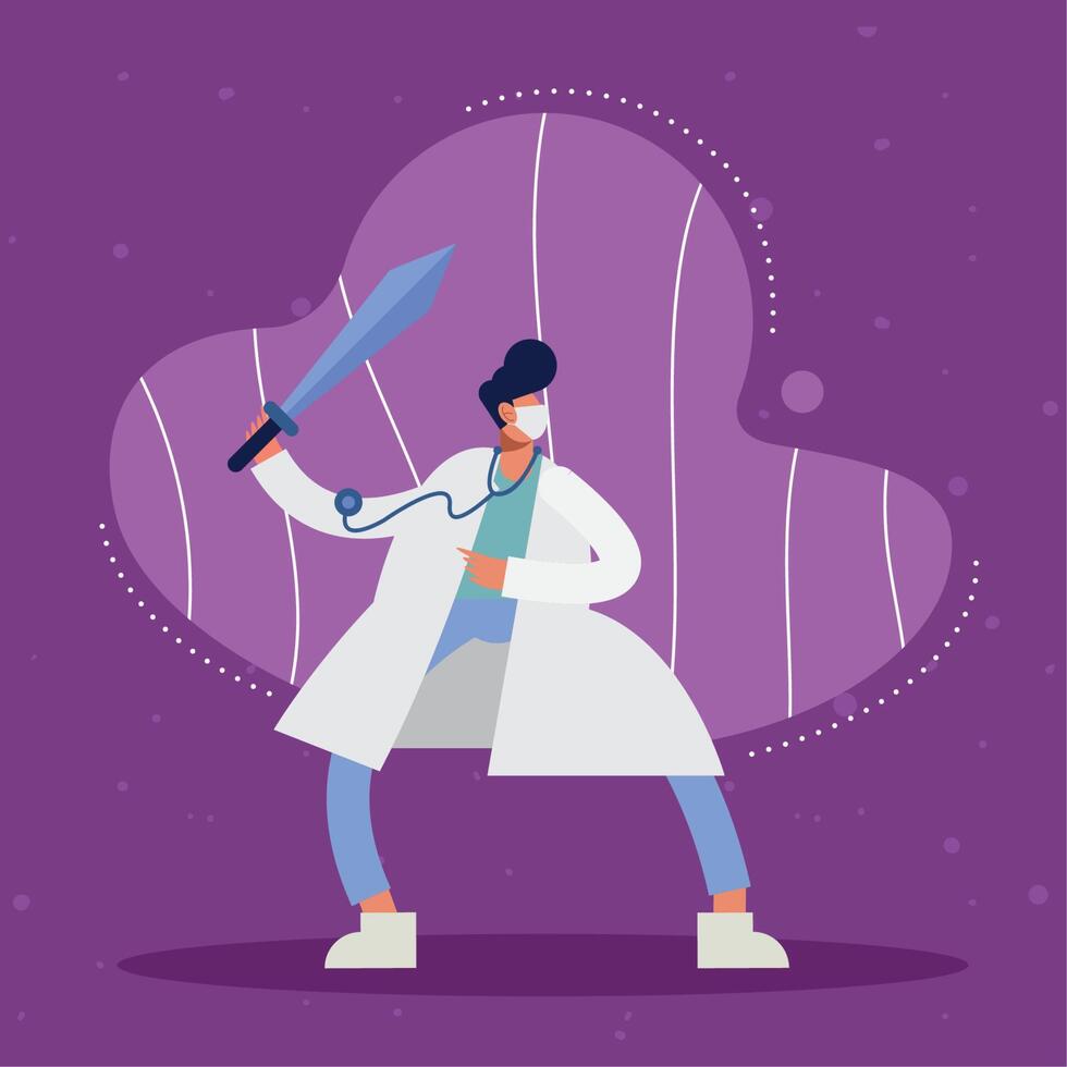 doctor with sword vector