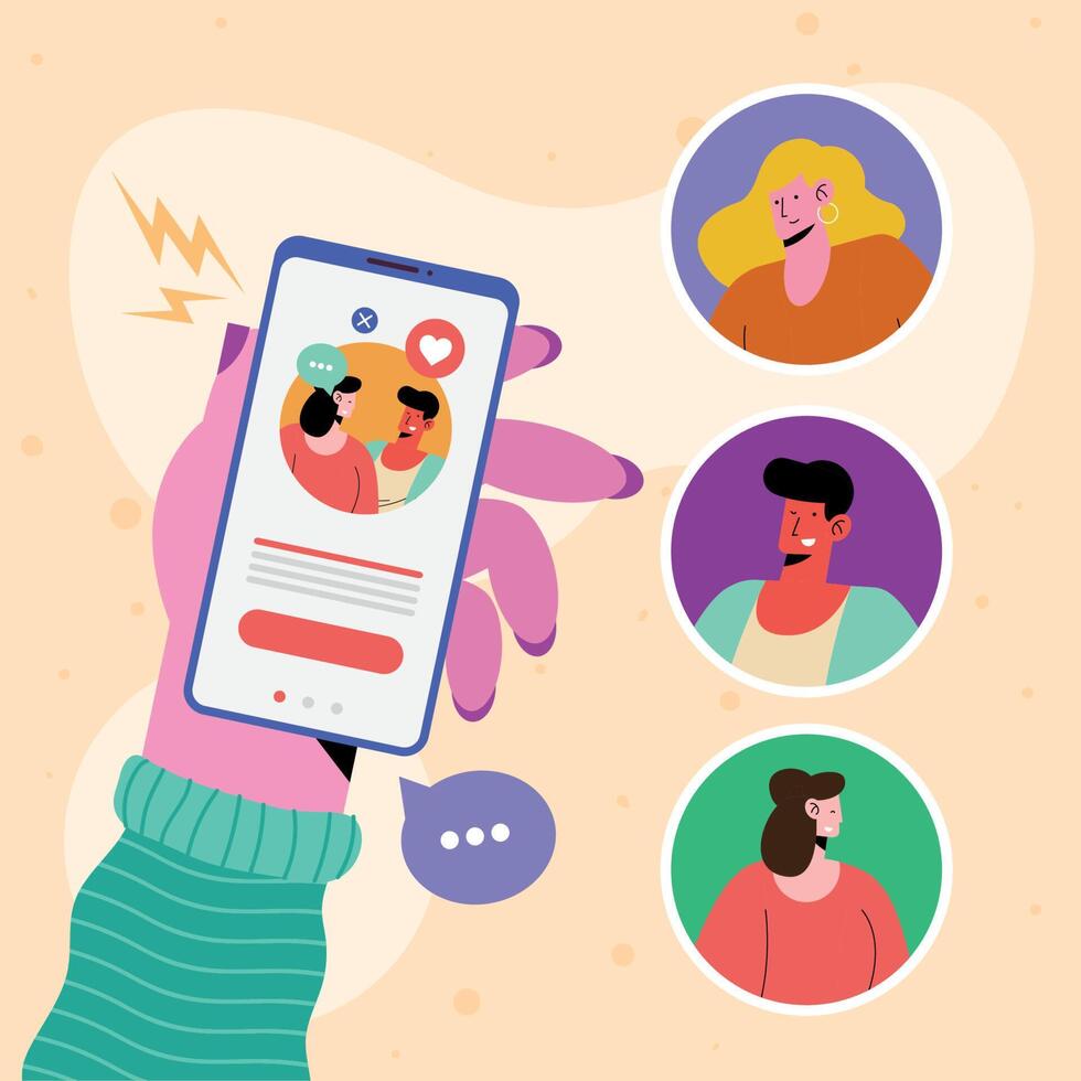 online dating tech vector