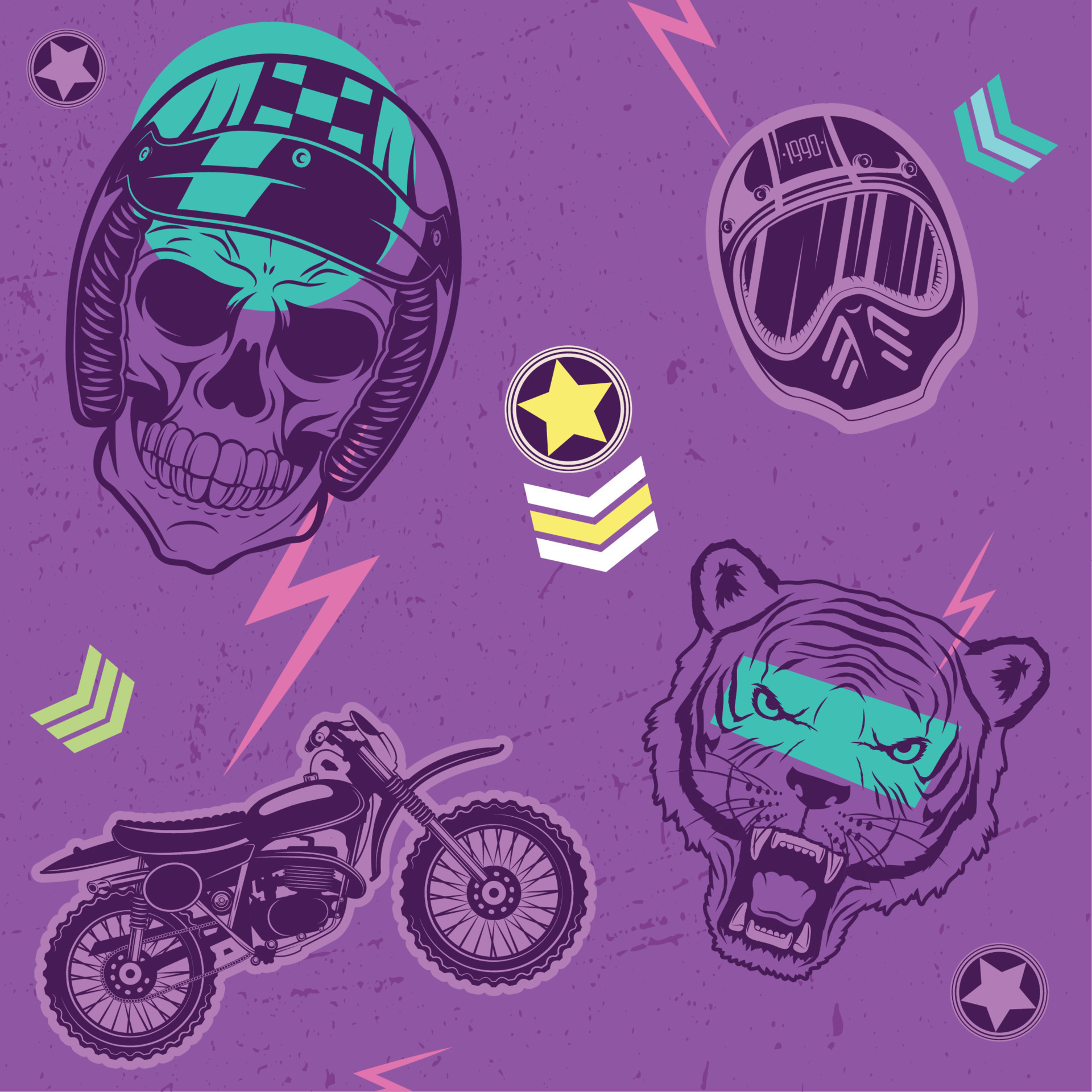 four retro style patches 12527730 Vector Art at Vecteezy