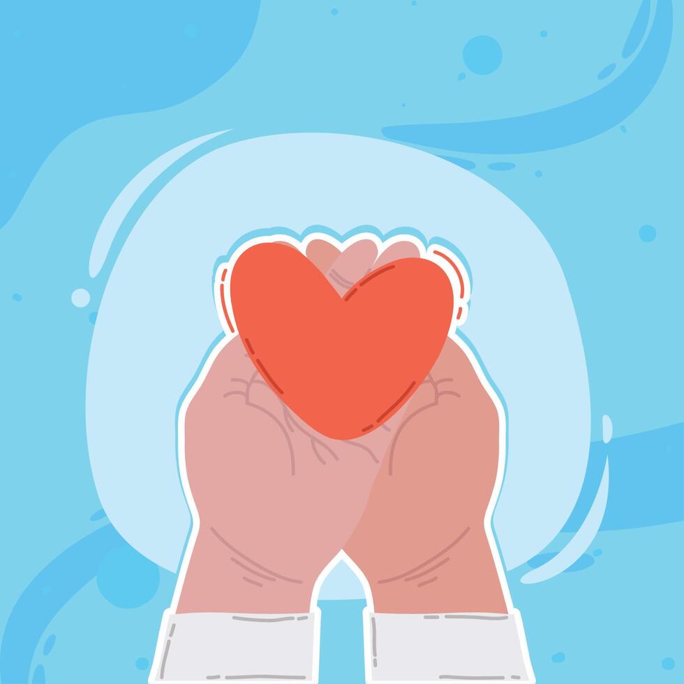 hands lifting heart vector