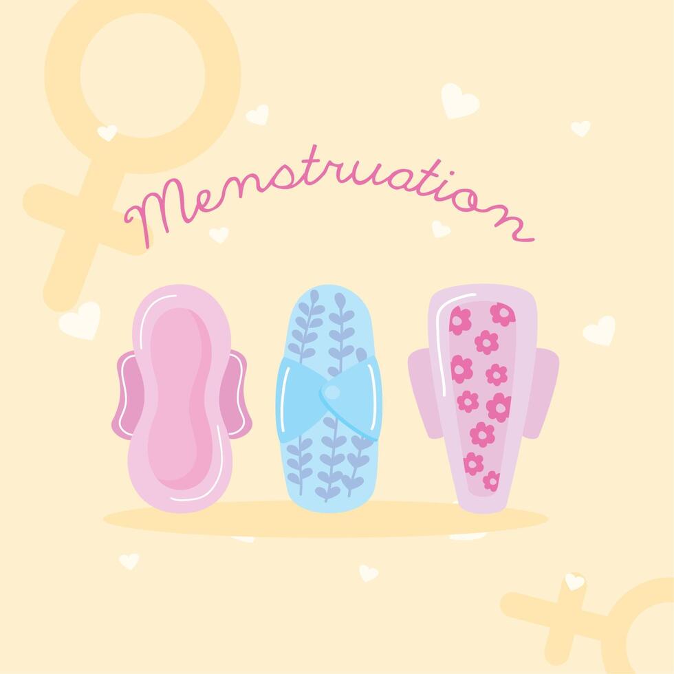 letras de menstruación con toallas vector