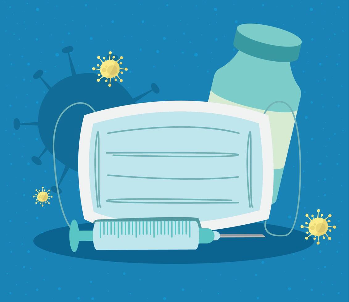 covid19 vaccine and facemask vector