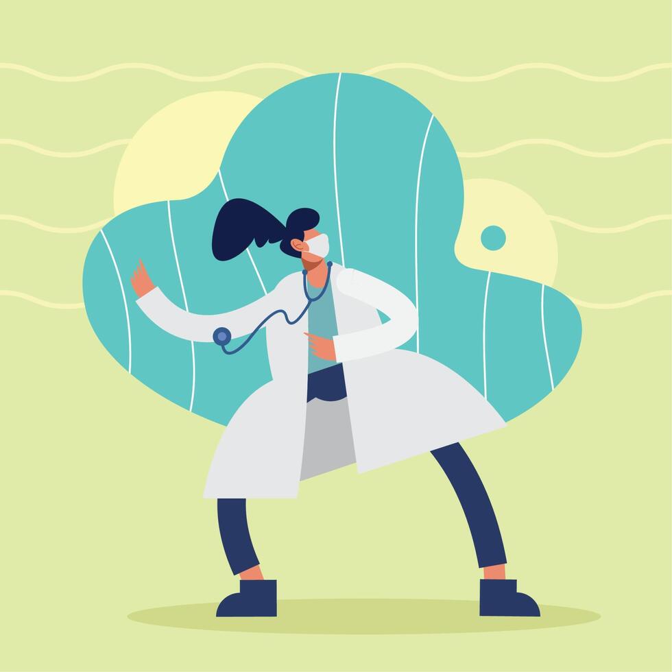female doctor with stethoscope vector
