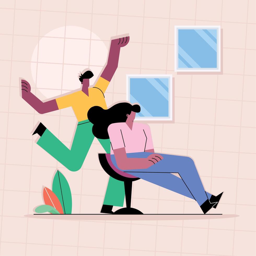 Innovative couple in chair vector