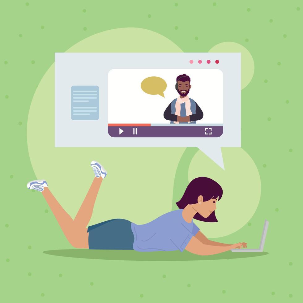 little girl using laptop vector