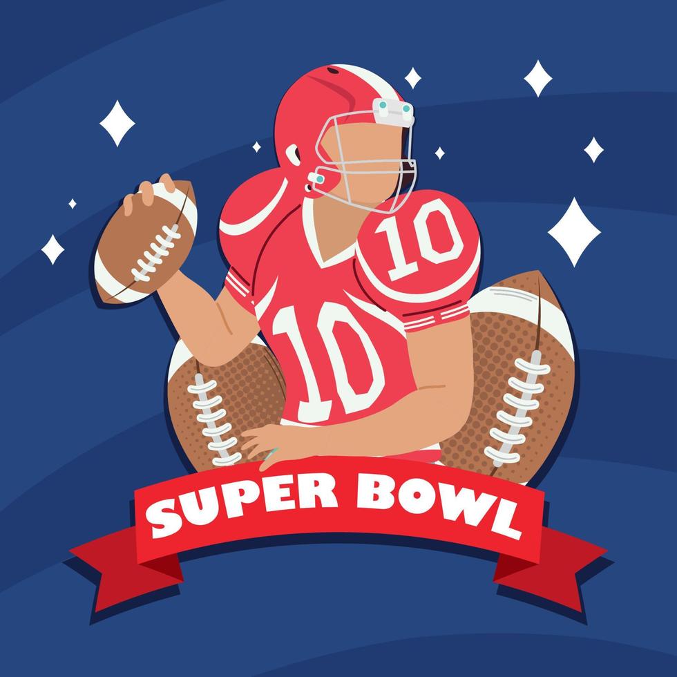 super bowl player with balloons vector