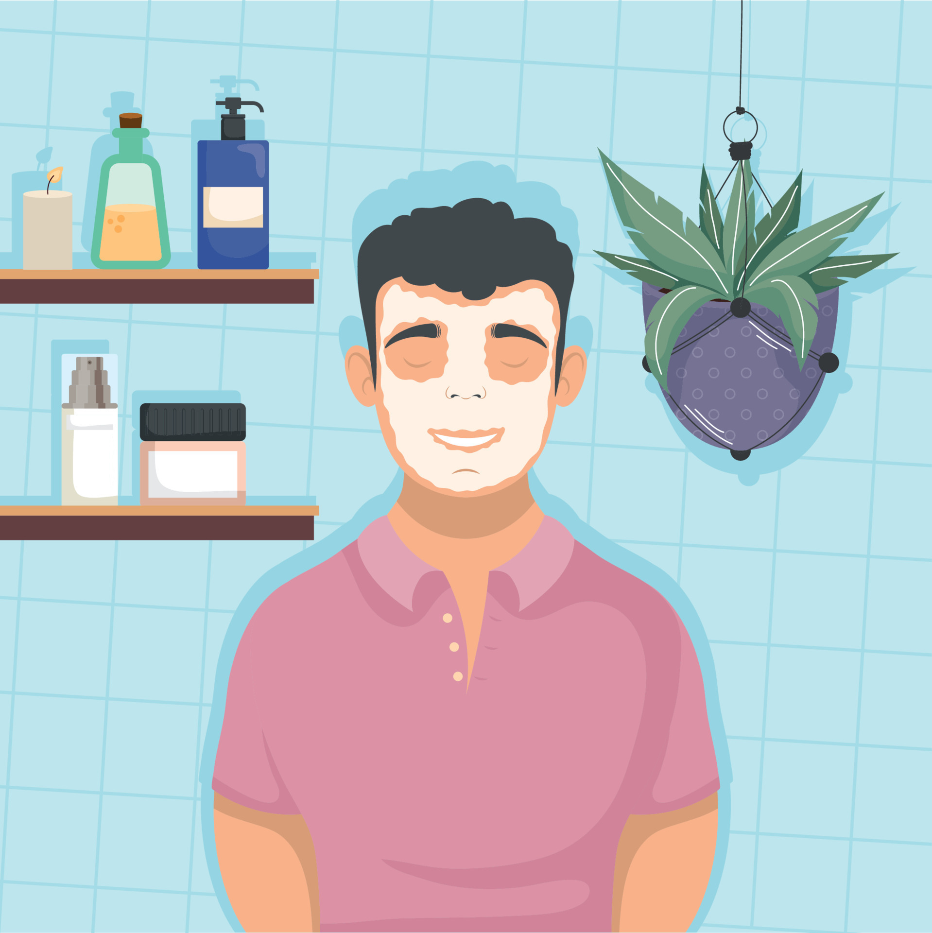 man with mask and products 12527856 Vector Art at Vecteezy