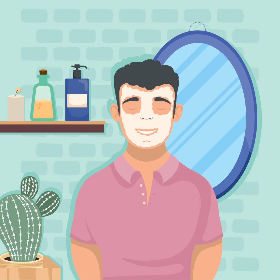 man with mask and mirror vector