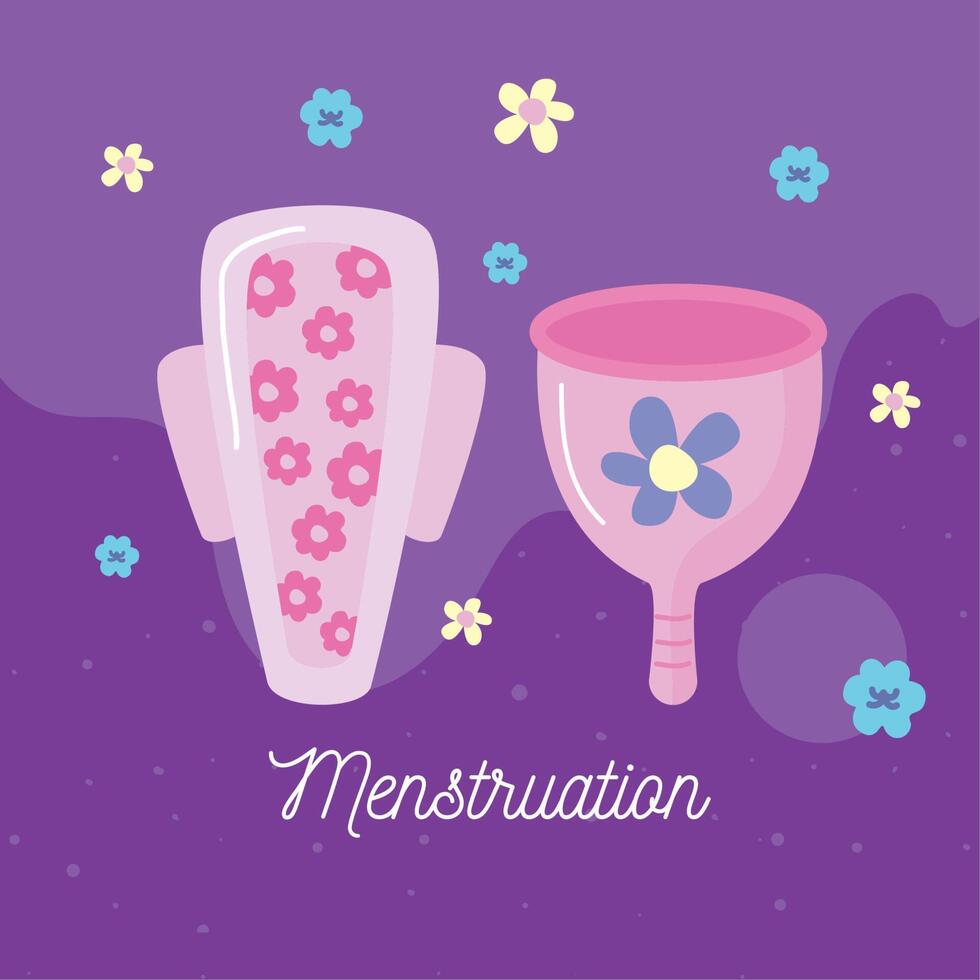 menstruation lettering with cup vector