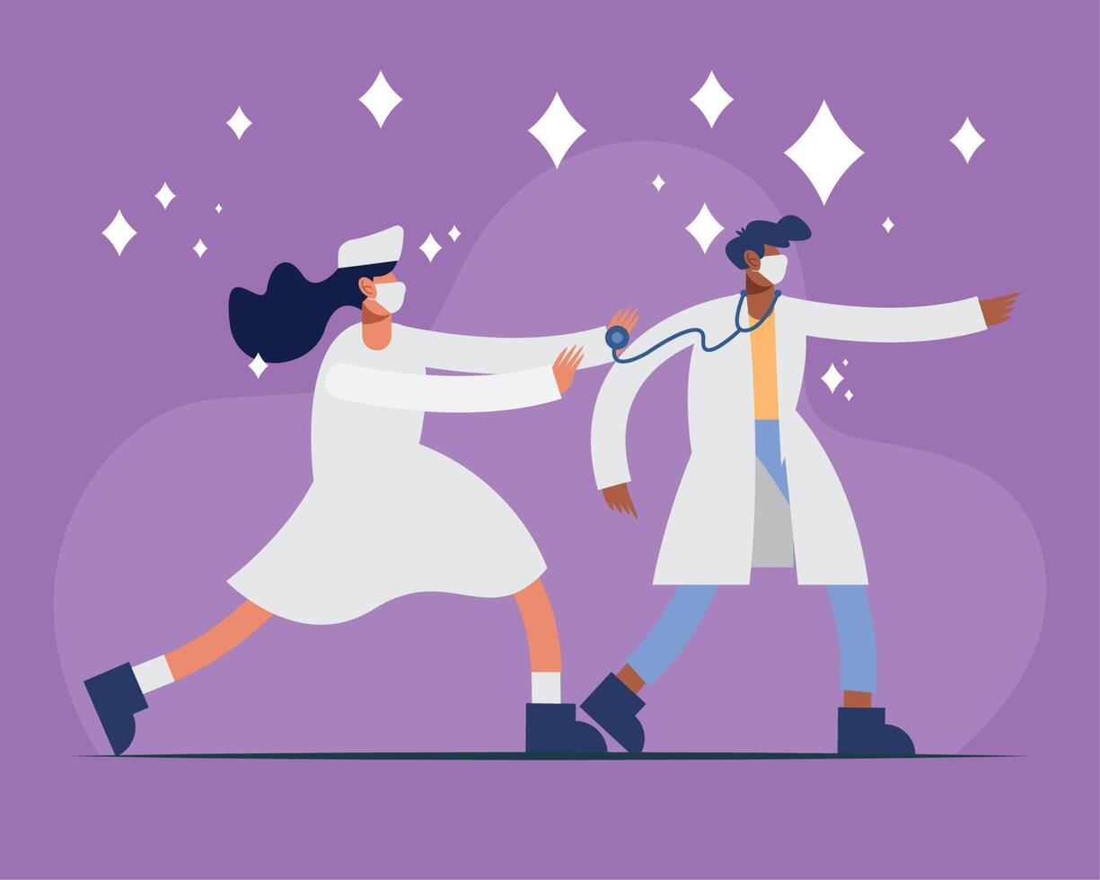 doctor and nurse vector