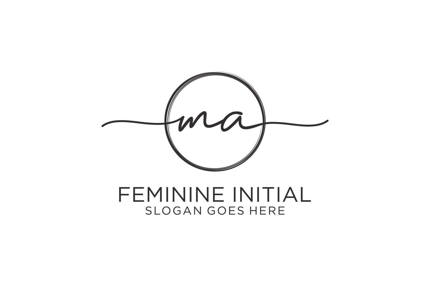 Initial MA handwriting logo with circle template vector logo of initial signature, wedding, fashion, floral and botanical with creative template.