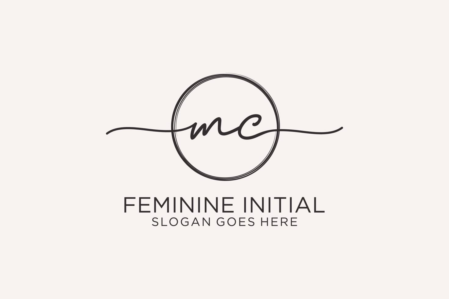 Initial MC handwriting logo with circle template vector logo of initial signature, wedding, fashion, floral and botanical with creative template.