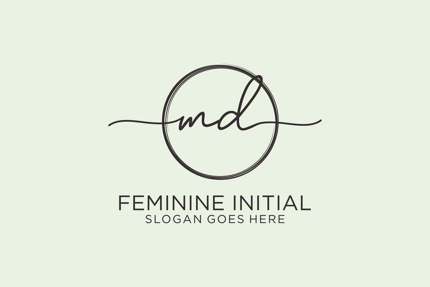 Initial MD handwriting logo with circle template vector logo of initial signature, wedding, fashion, floral and botanical with creative template.