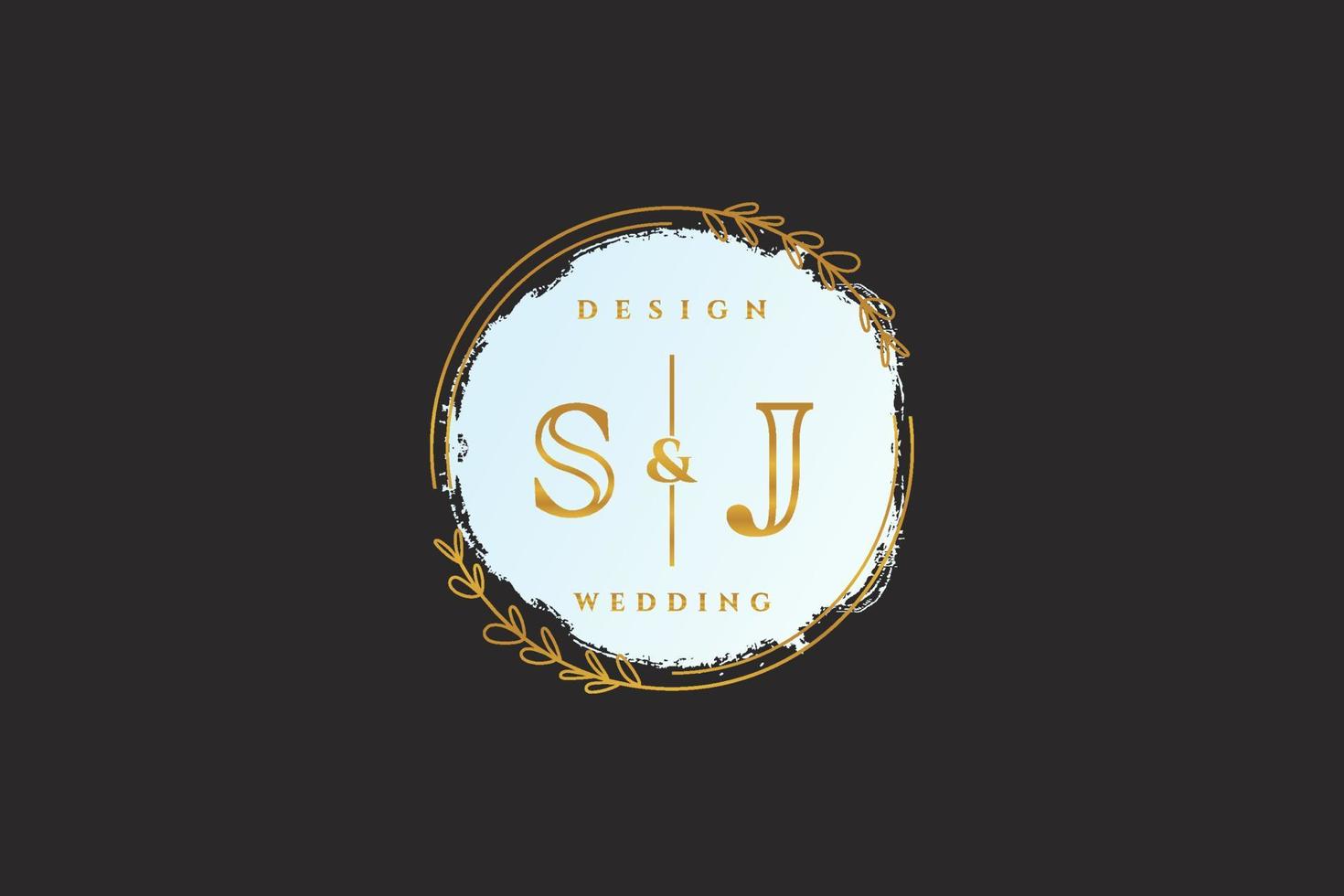 Initial SJ beauty monogram and elegant logo design handwriting logo of initial signature, wedding, fashion, floral and botanical with creative template. vector