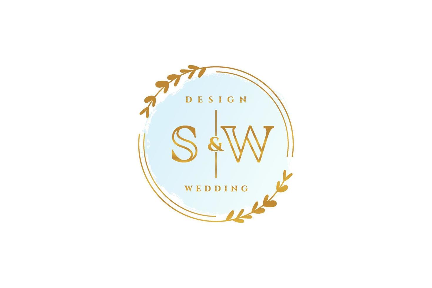 Initial SW beauty monogram and elegant logo design handwriting logo of initial signature, wedding, fashion, floral and botanical with creative template. vector