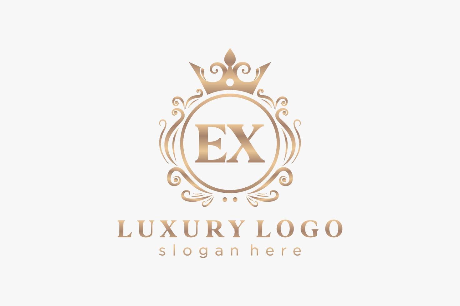 Initial EX Letter Royal Luxury Logo template in vector art for Restaurant, Royalty, Boutique, Cafe, Hotel, Heraldic, Jewelry, Fashion and other vector illustration.