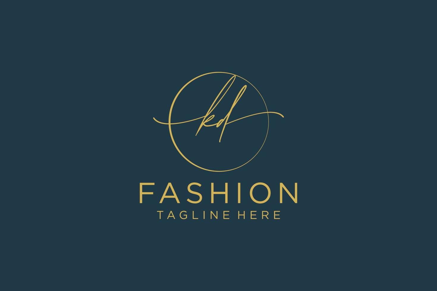 initial KD Feminine logo beauty monogram and elegant logo design, handwriting logo of initial signature, wedding, fashion, floral and botanical with creative template. vector