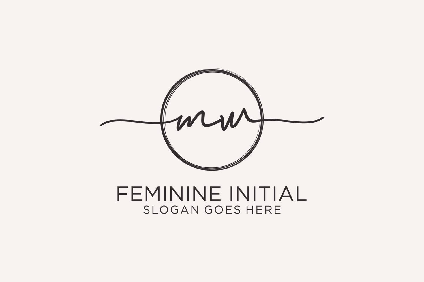Initial MW handwriting logo with circle template vector logo of initial signature, wedding, fashion, floral and botanical with creative template.
