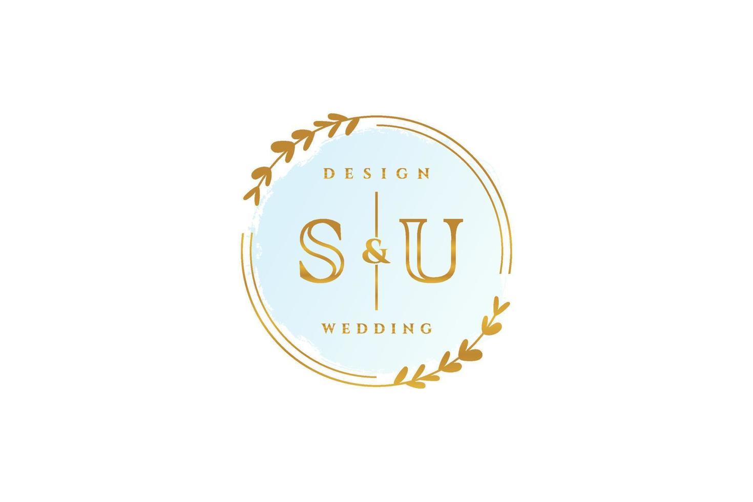 Initial SU beauty monogram and elegant logo design handwriting logo of initial signature, wedding, fashion, floral and botanical with creative template. vector