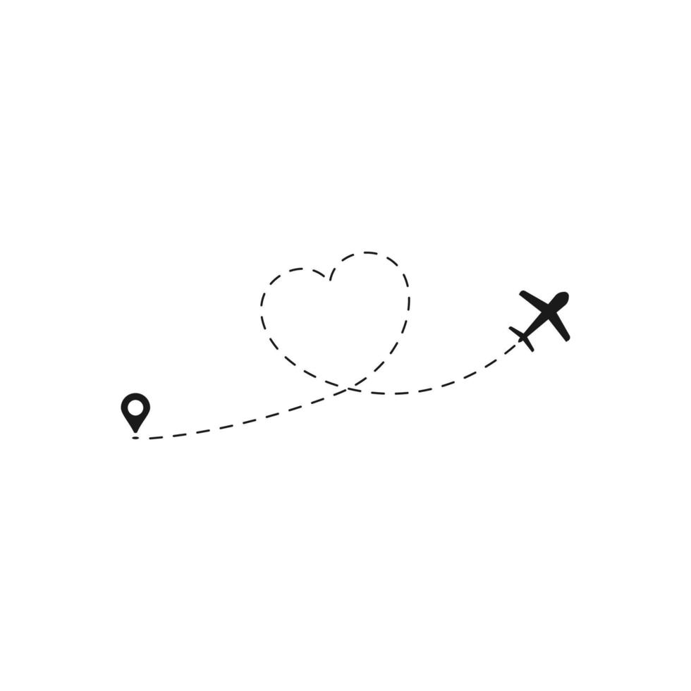 Airplane flight dashing line. Airlines plane line path, travel flights and air travels route dashed lines vector illustration