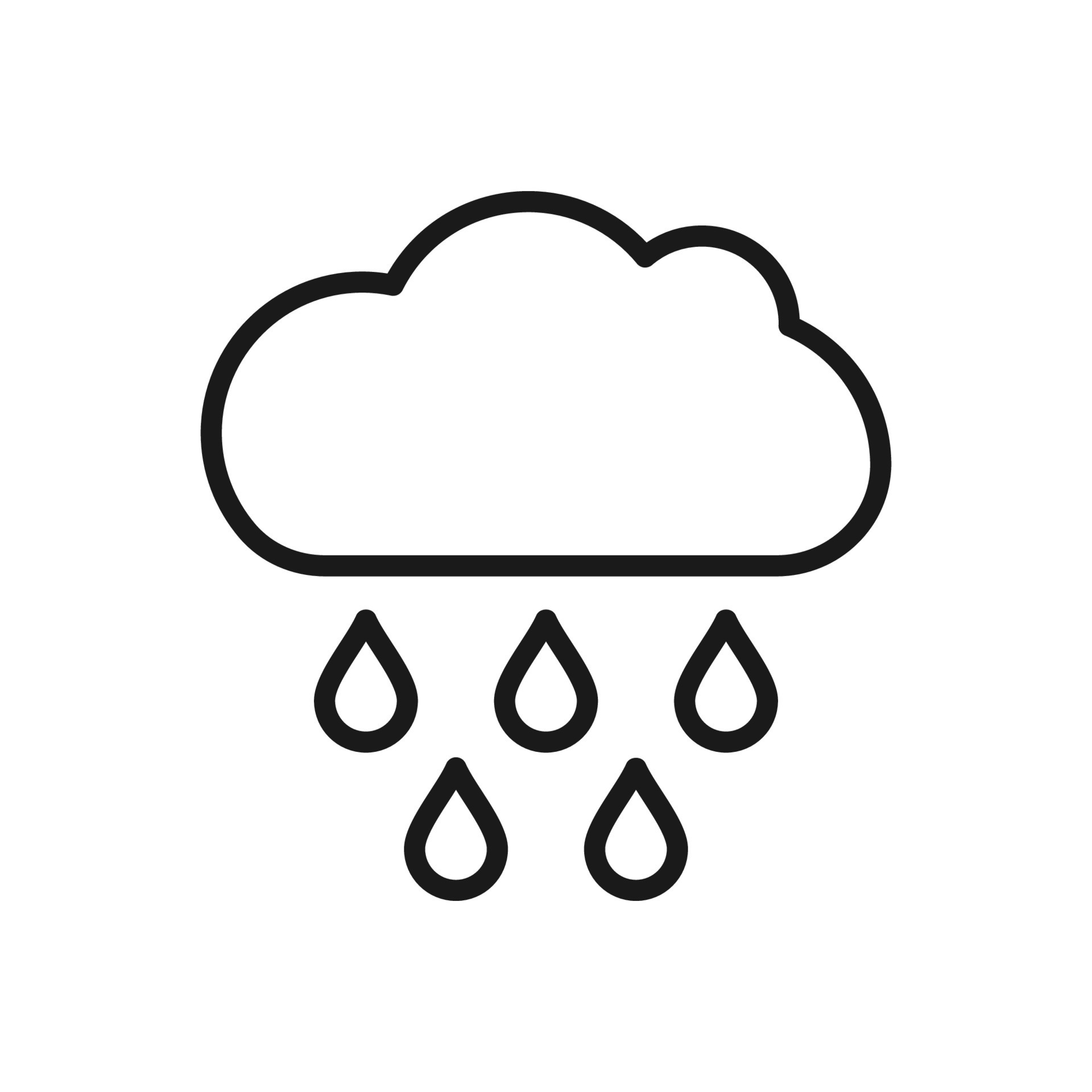 Cloud with rain drops icon in simple style isolated vector illustration