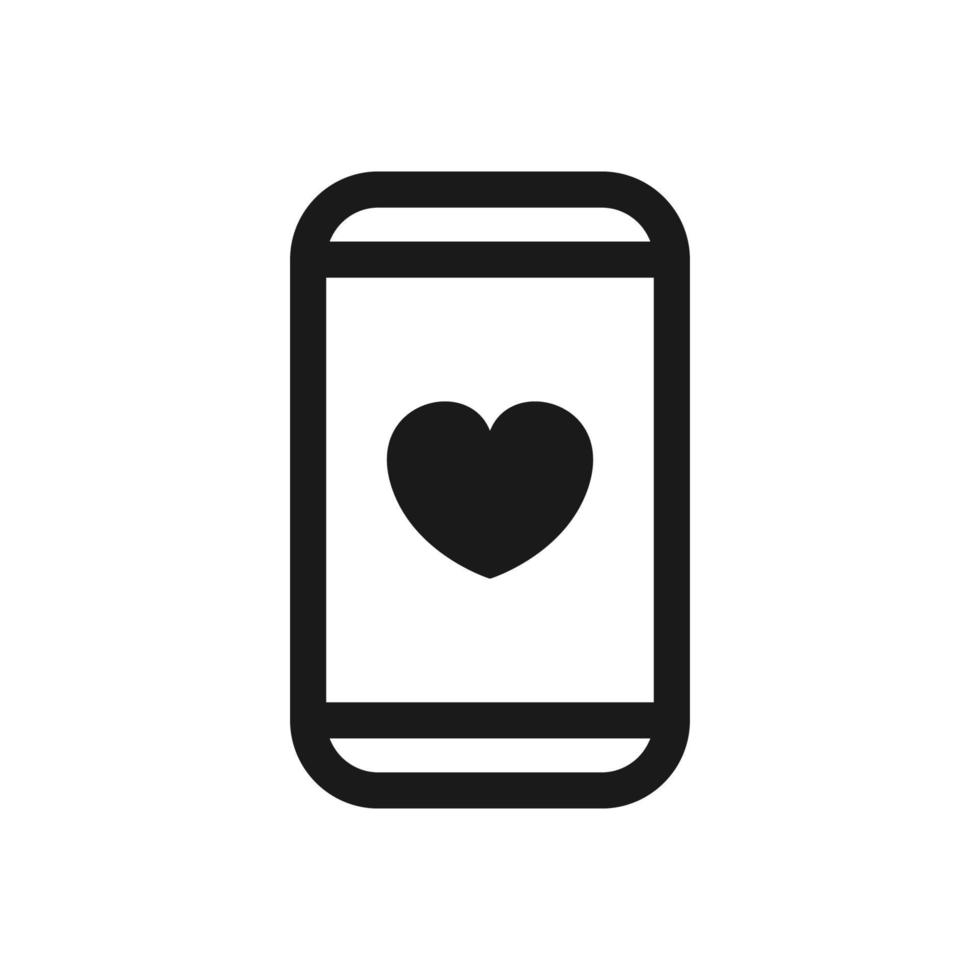 Simple mobile phone with heart or love vector sign icon, Flat design style.