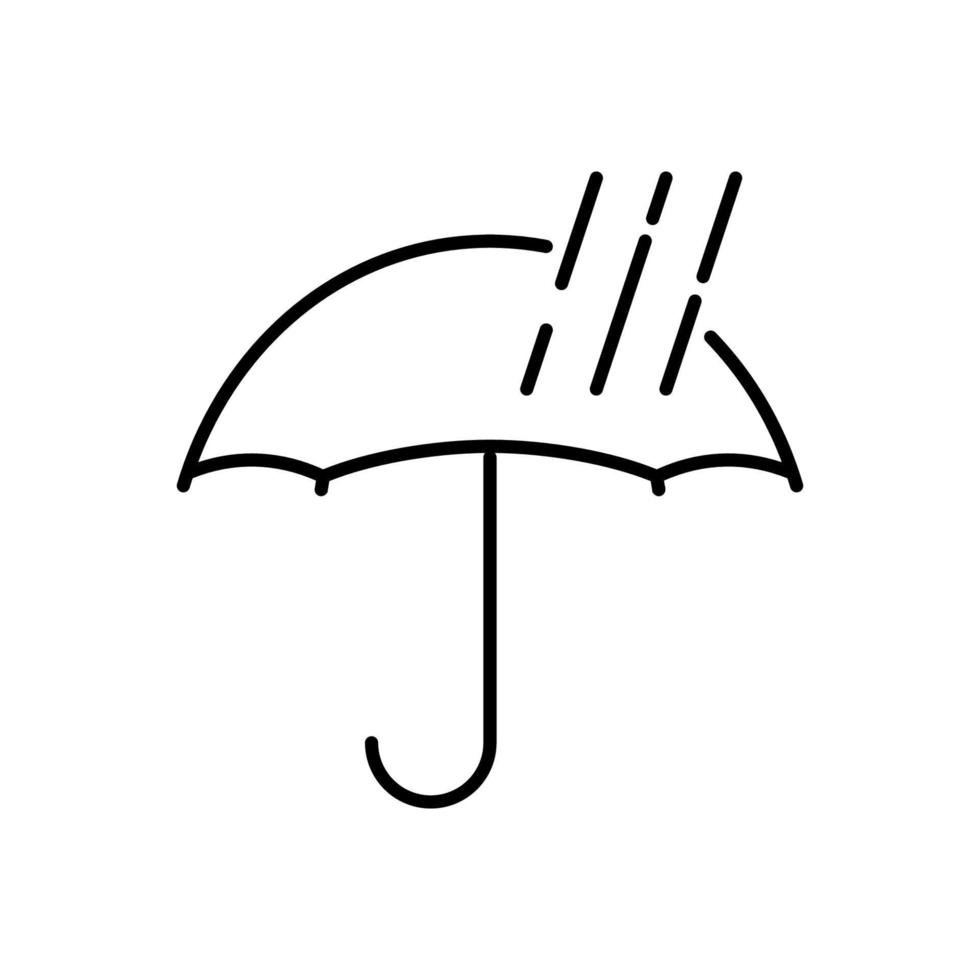 icono de paraguas, caja frágil y manténgase alejado del símbolo de vector de advertencia de agua. paquete de logística y envío de entrega, paraguas y gotas de lluvia firman