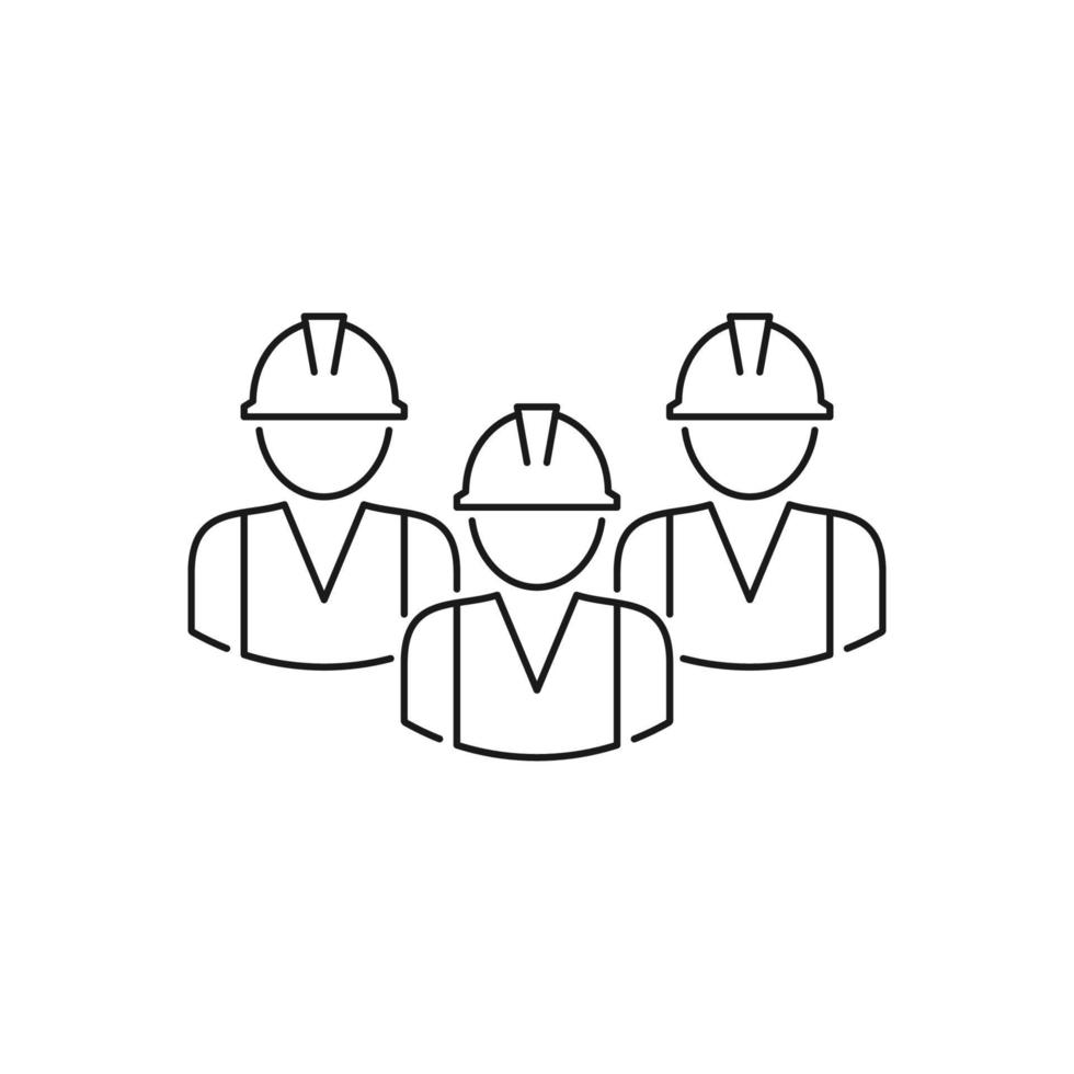 Ilustración de vector de icono de trabajadores de la construcción. diseño de estilo lineal