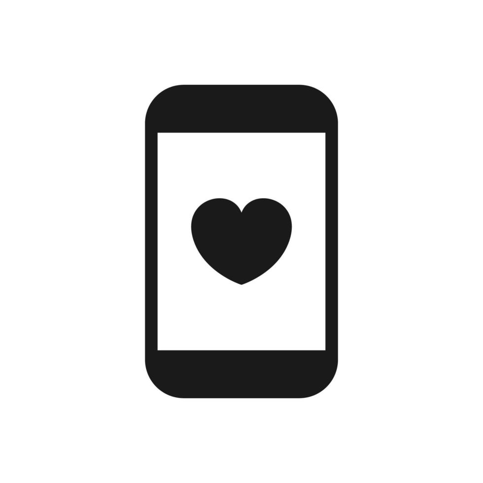 Simple mobile phone with heart or love vector sign icon, Flat design style.