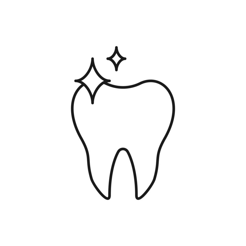 Shiny, healthy tooth vector icon. color editable