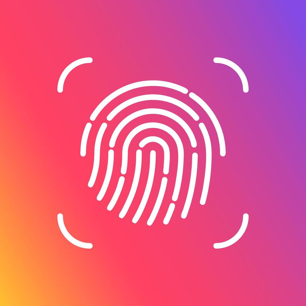 Fingerprint scanning identification system icon vector