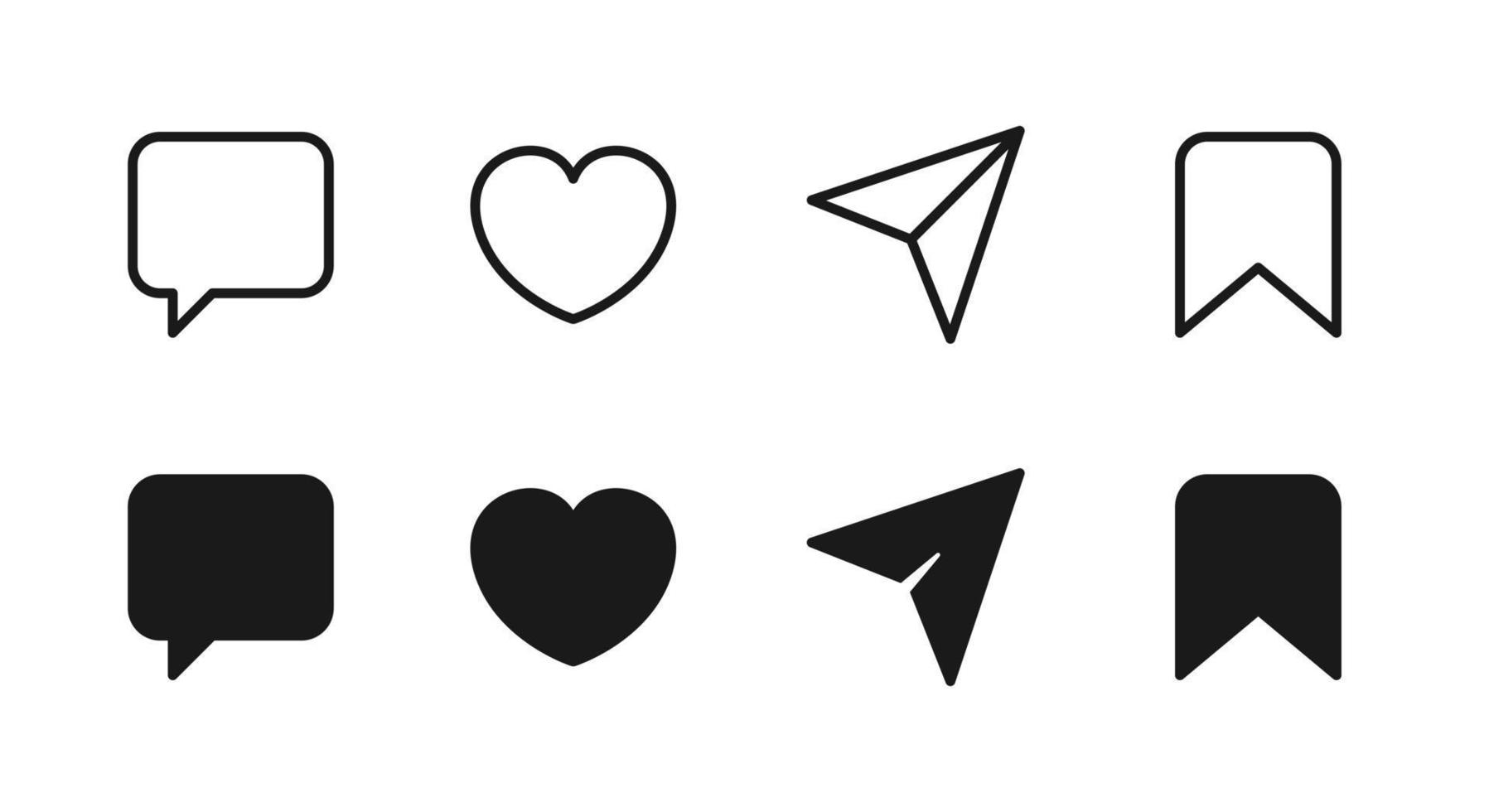 Collection of icon comment, like, share, and save vector illustration