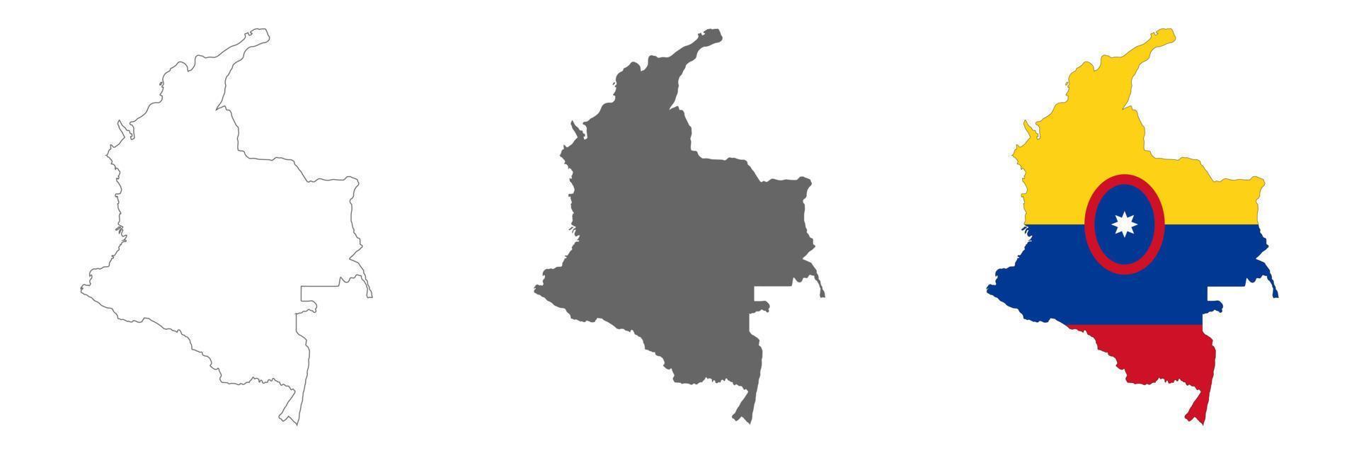 Mapa de Colombia altamente detallado con bordes aislados en segundo plano. vector