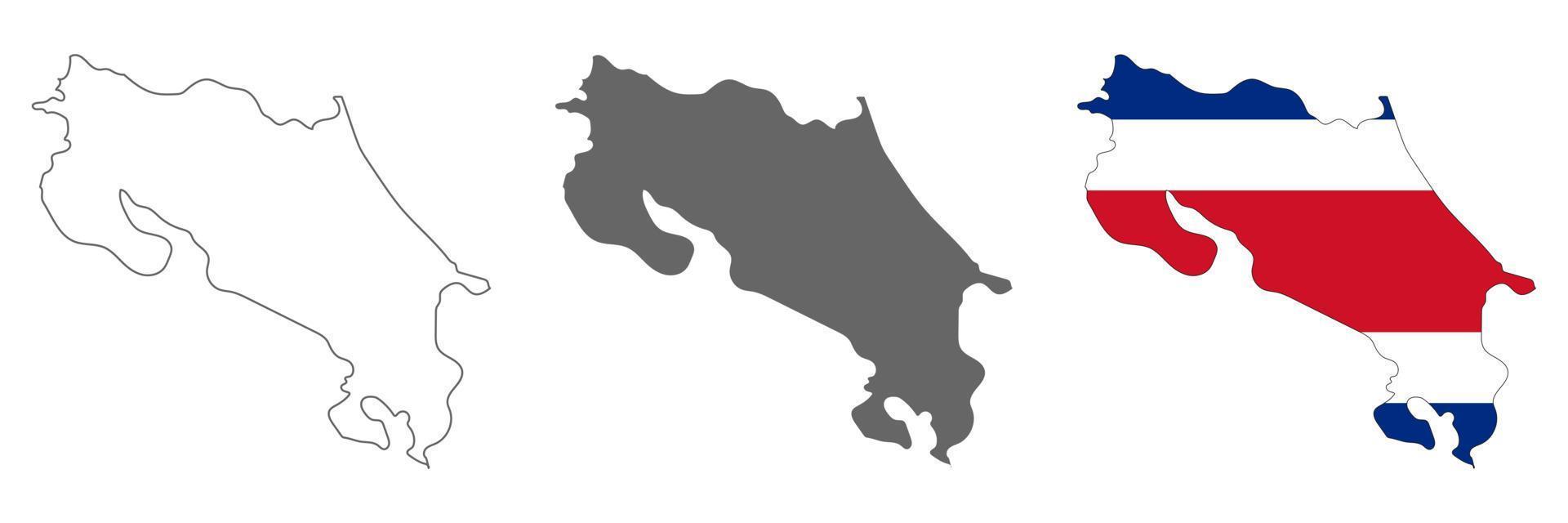 Highly detailed Costa Rica map with borders isolated on background vector