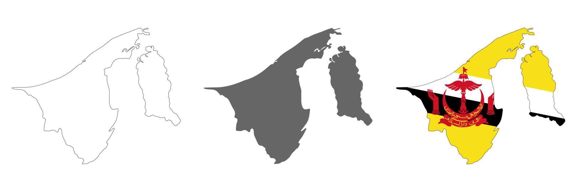 Highly detailed Brunei map  with borders isolated on background vector