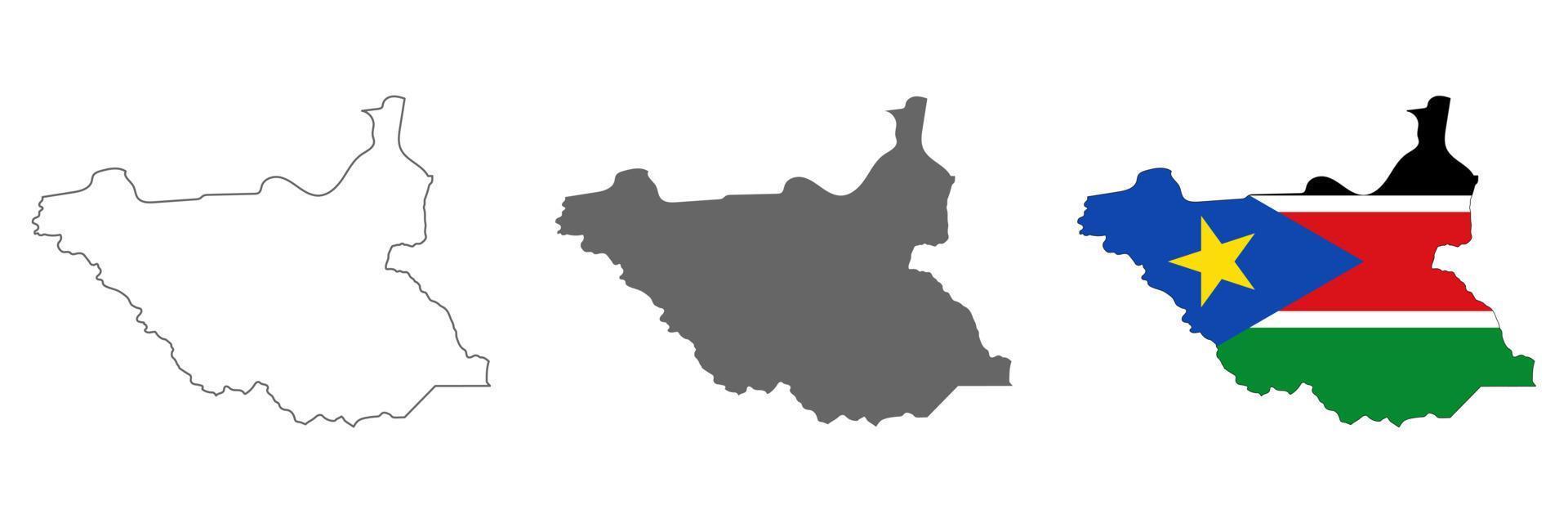 Highly detailed South Sudan map with borders isolated on background vector