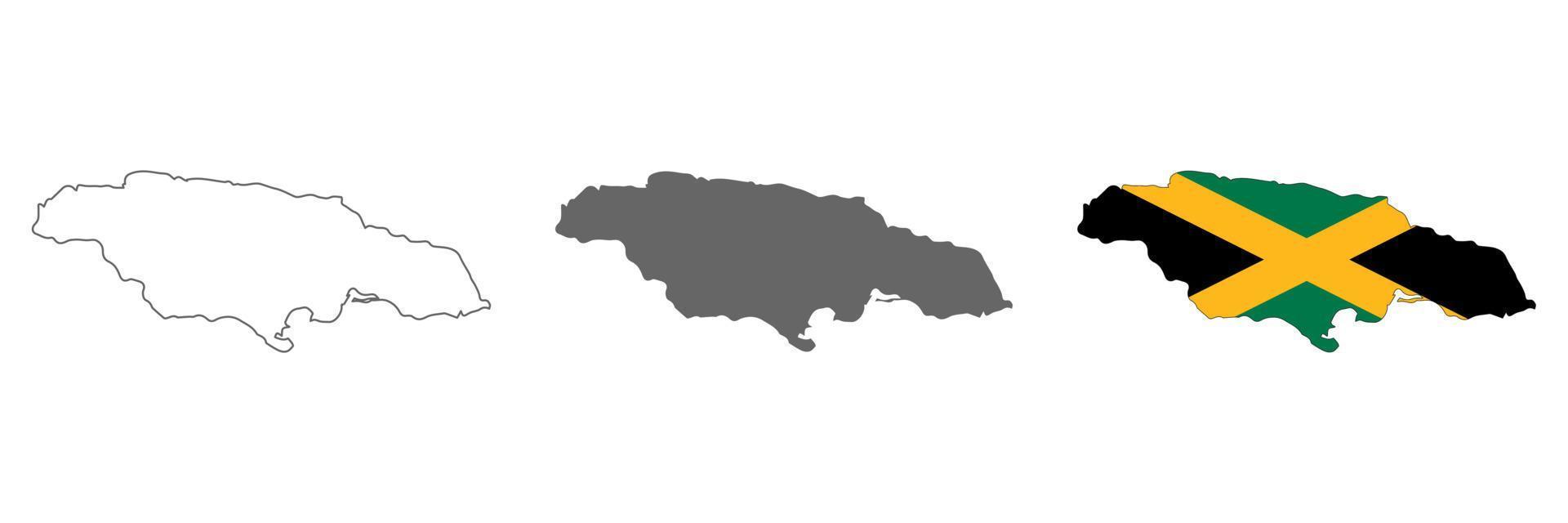 mapa de jamaica muy detallado con bordes aislados en el fondo vector