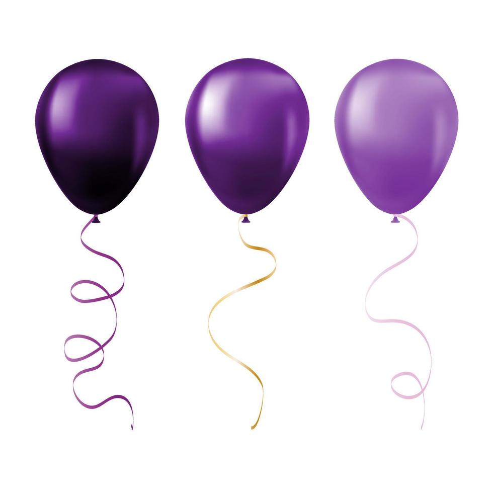 conjunto de globos aislado sobre fondo blanco conjunto de globos morados vector