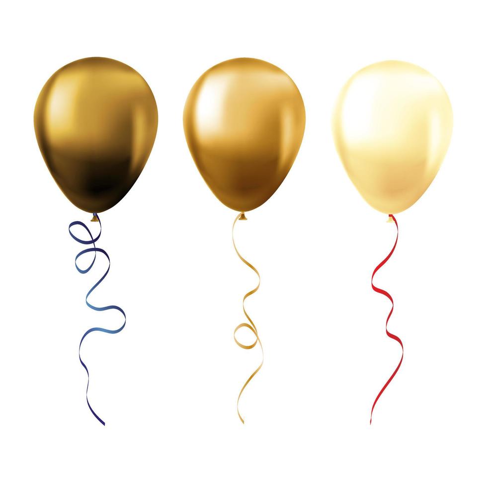 Balloon set isolated on white background Set of gold balloons vector