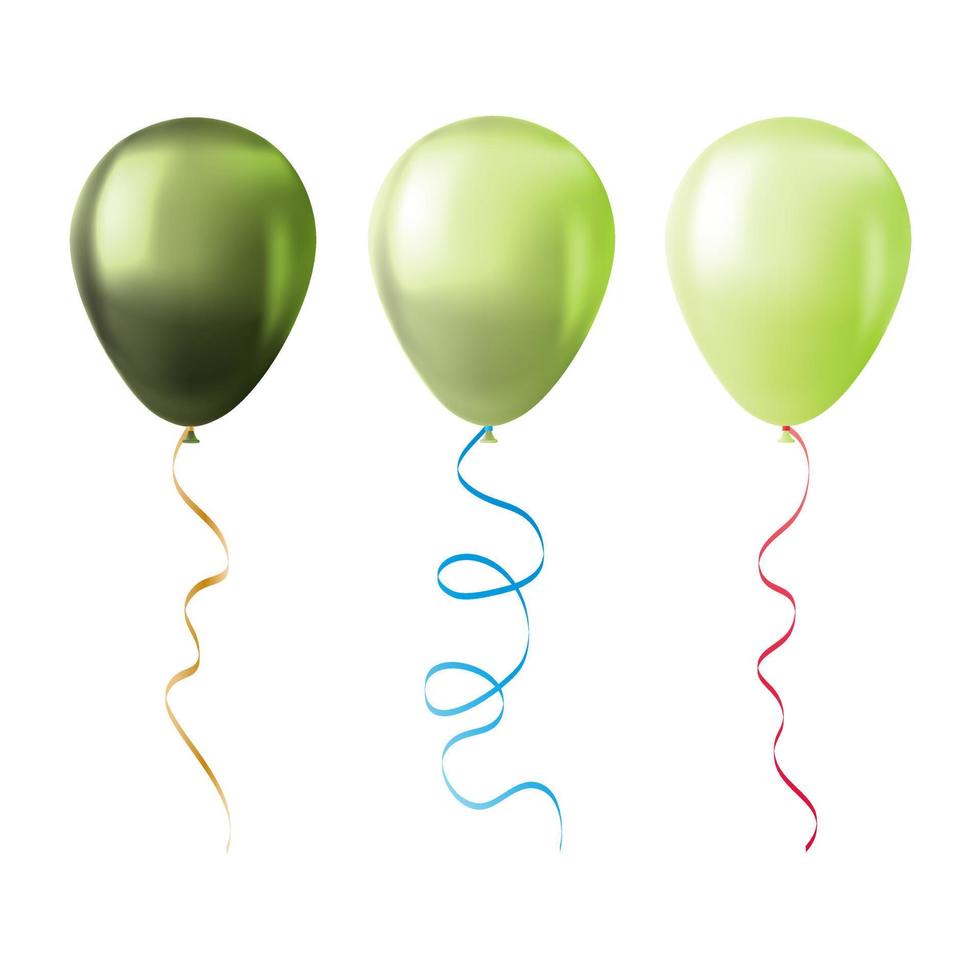 conjunto de globos aislado sobre fondo blanco conjunto de globos verdes vector