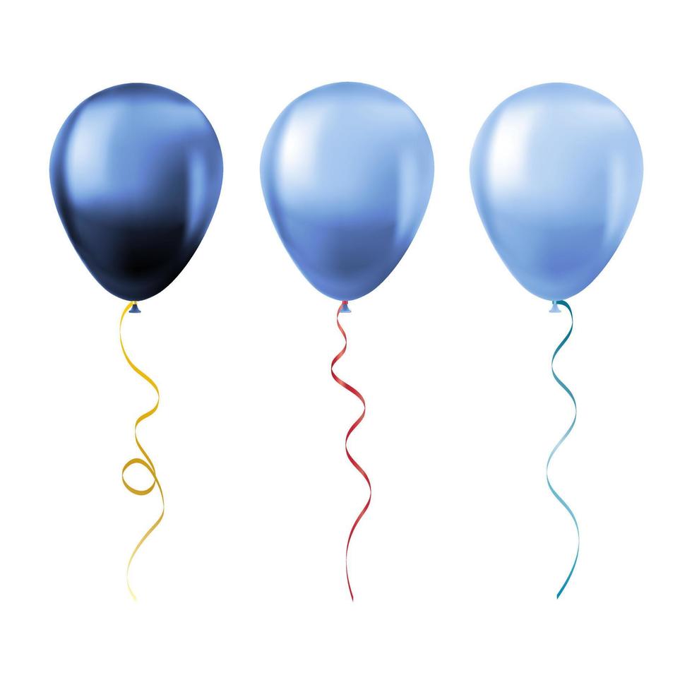 conjunto de globos aislado sobre fondo blanco conjunto de globos azules vector