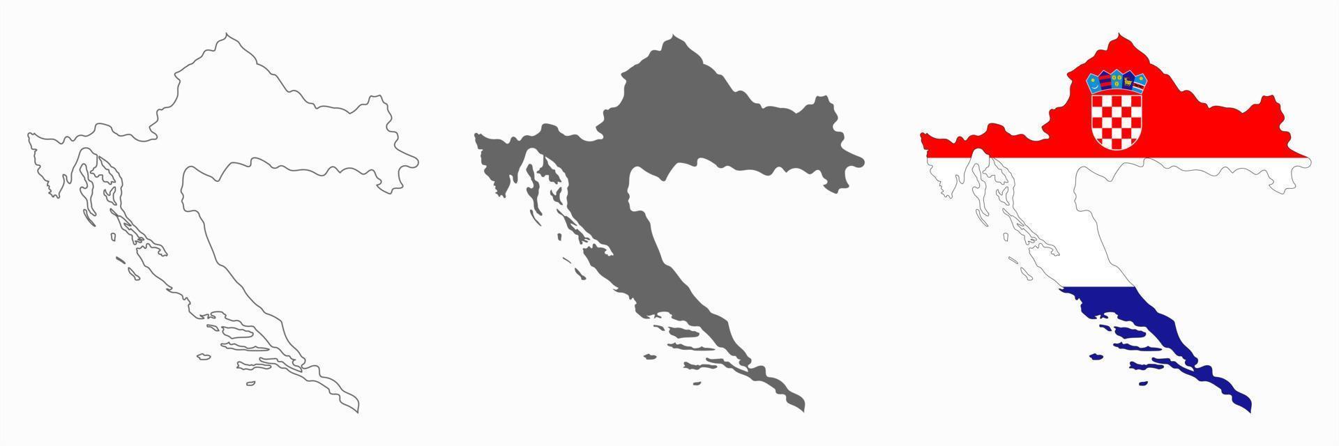 Mapa de Croacia muy detallado con bordes aislados en segundo plano. vector