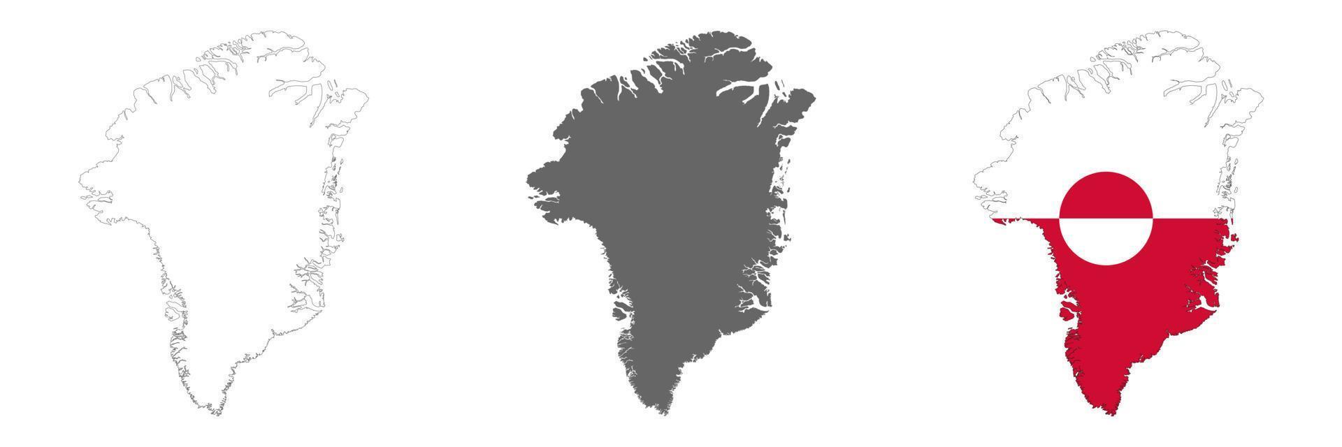 Mapa de Groenlandia muy detallado con bordes aislados en segundo plano. vector