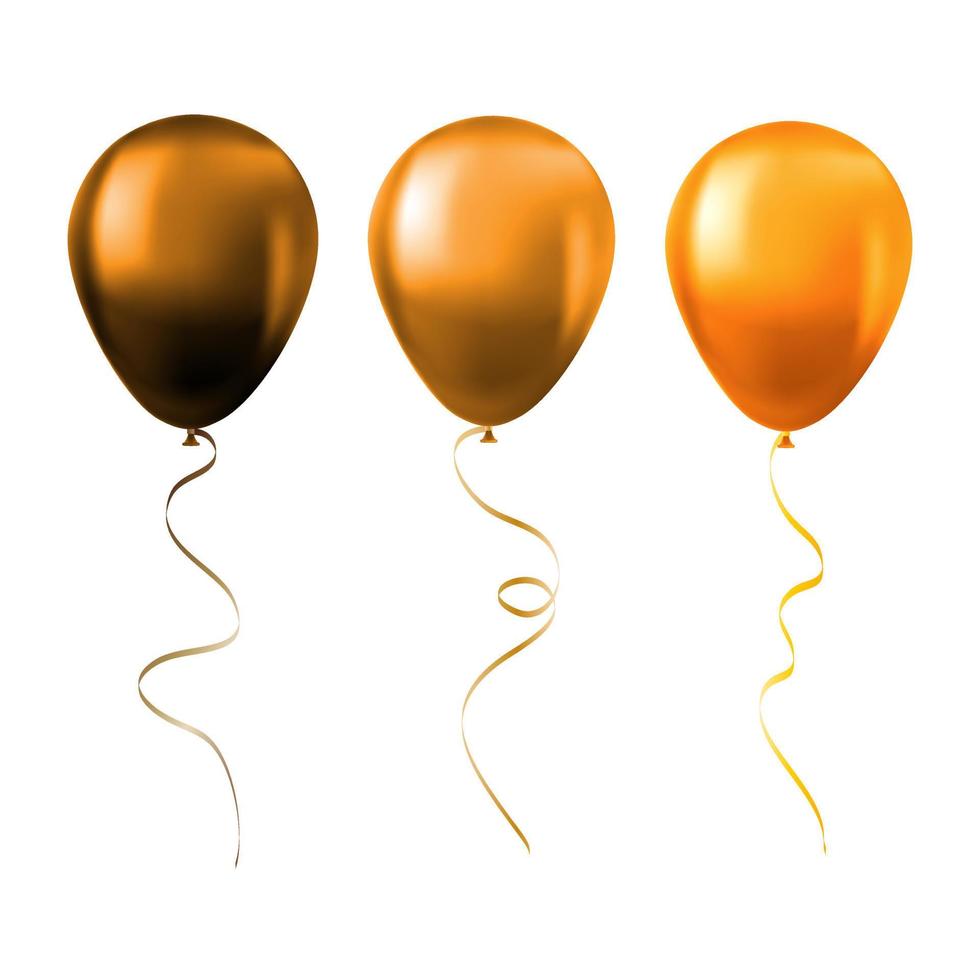 Balloon set isolated on white background Set of orange balloons vector