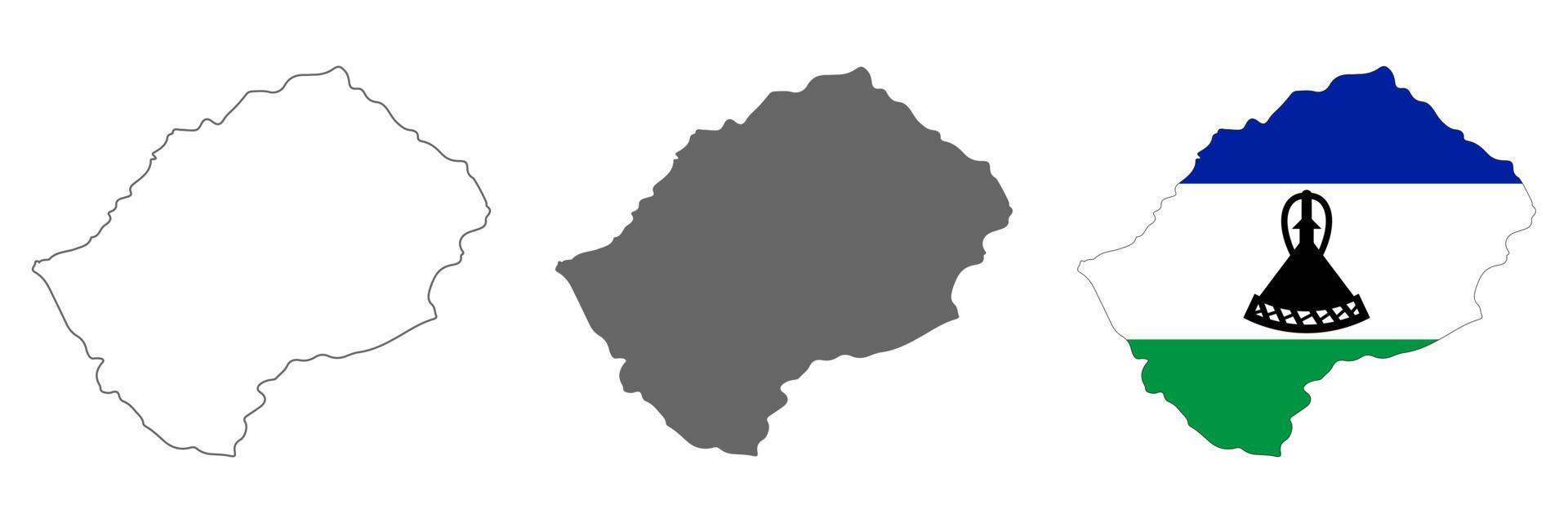 mapa de lesotho muy detallado con bordes aislados en el fondo vector