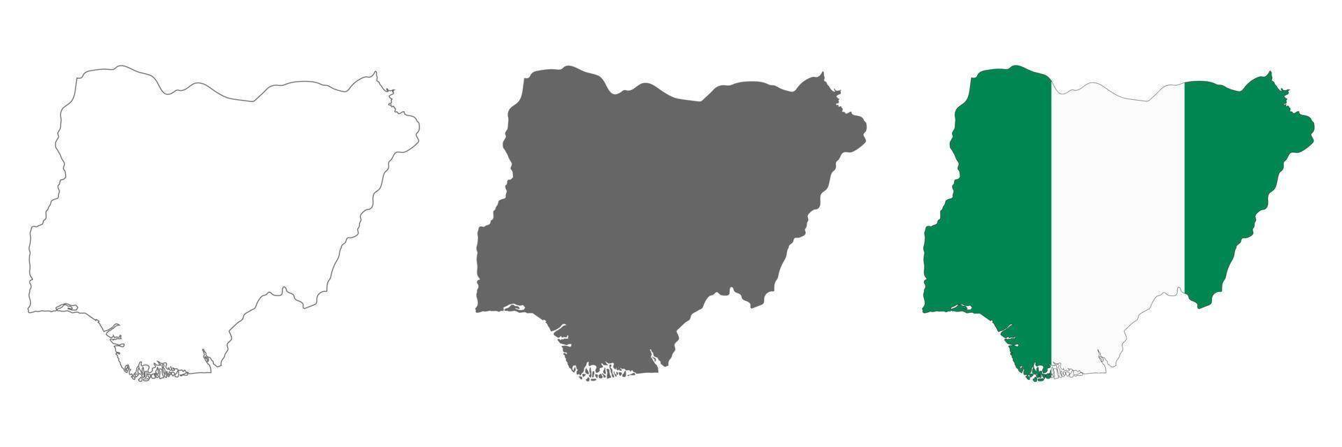 Mapa de Nigeria muy detallado con bordes aislados en segundo plano. vector