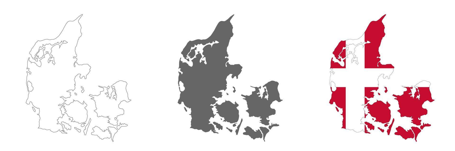 mapa muy detallado del reino de dinamarca con bordes aislados en el fondo vector
