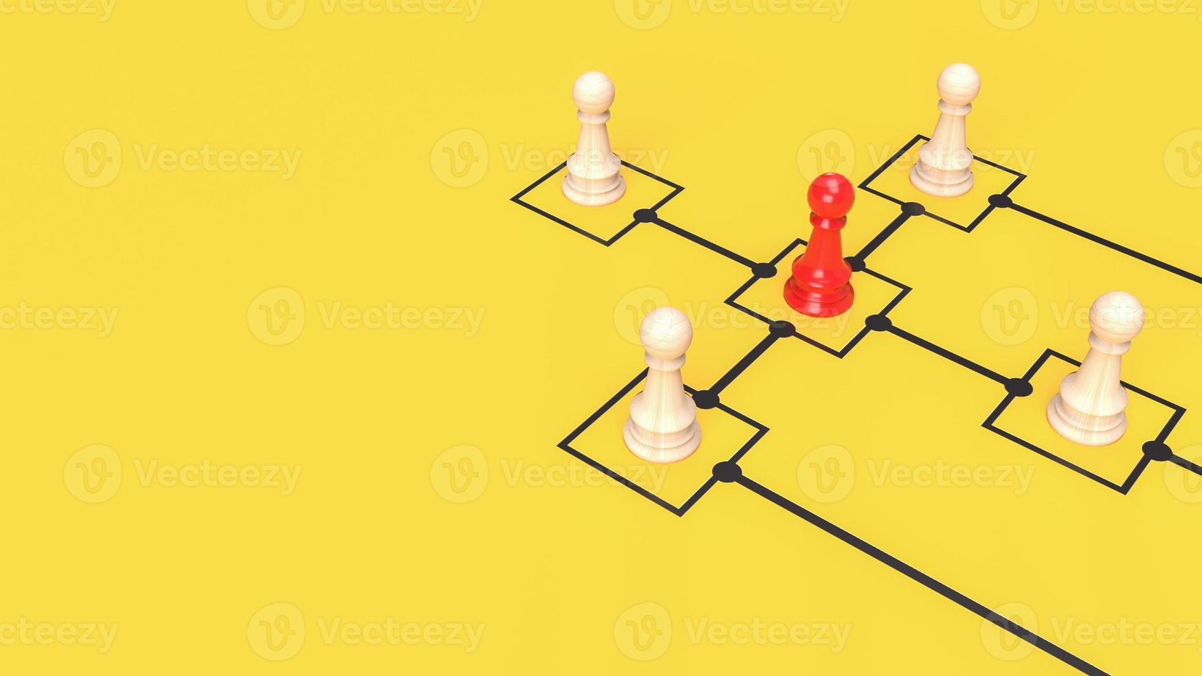 el ajedrez en el gráfico de diagramas para la representación 3d del concepto de negocio foto